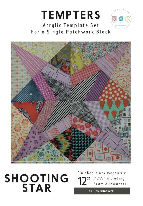 Jen Kingwell Designs Tempters - Shooting Star - 12" Block Template Set - Rulers - Patchwork Gift