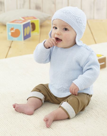 Knitting Pattern - Double Knit Baby's Jumper Hat Bootees and Blanket Set by SIrdar 4848