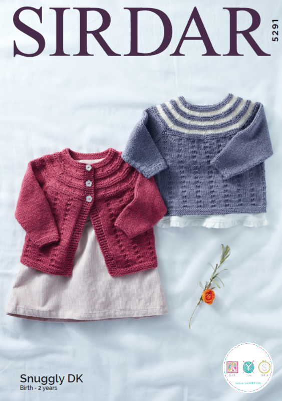 Sirdar 5291 - Babies Cardigan & Sweater in Snuggly DK - Knitting Pattern