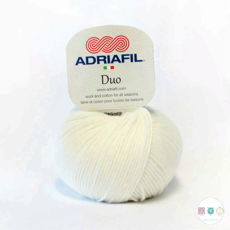Yarn - Adriafil Duo Comfort Merino Cotton Blend DK in Snow white 68