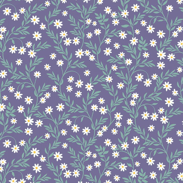 Quilting Fabric - Daisy Vines on Blue from Ready Thready Sew by Dear Stella ST-D2181
