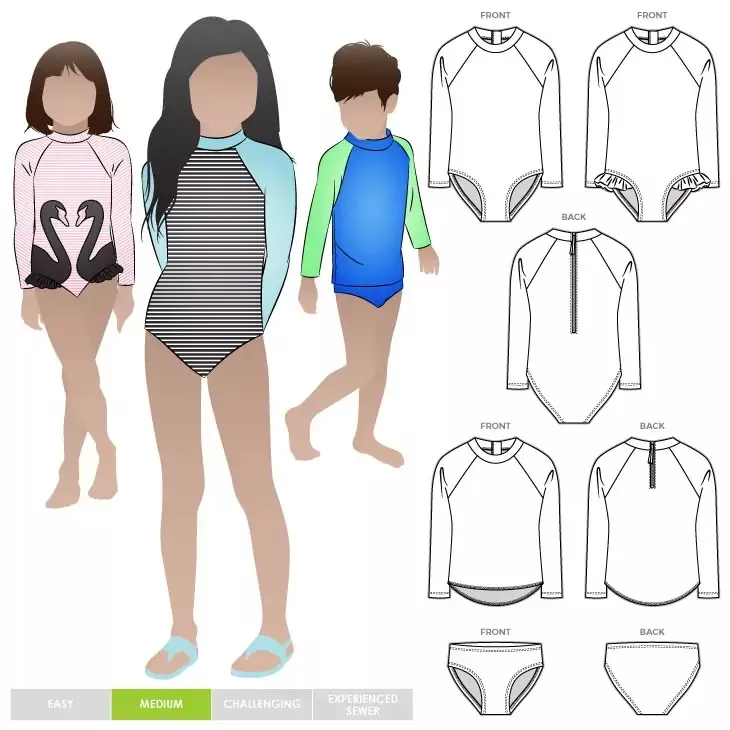 Style Arc - Summer Kids Swimsuit and Top Sewing Pattern Ages 1 to 7