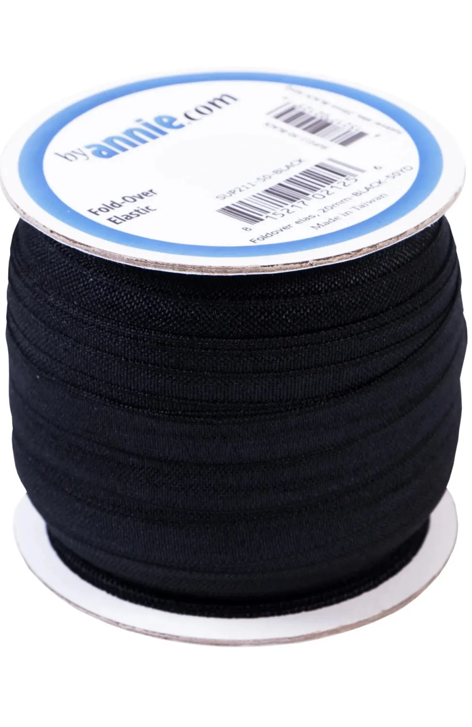 Black - Fold Over Elastic by Annie (foe) - 20mm - Ribbon - Haberdashery