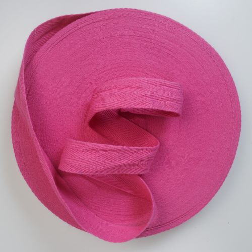 25mm Cotton Twill Tape in Cerise Pink