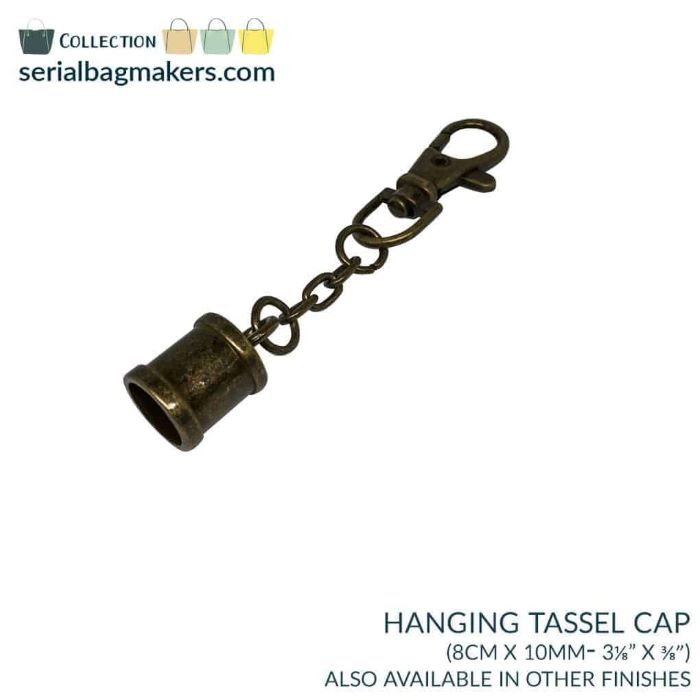 Bagmaking - 10mm Hanging Tassel Cap in Rolled Brass by Serial Bagmakers