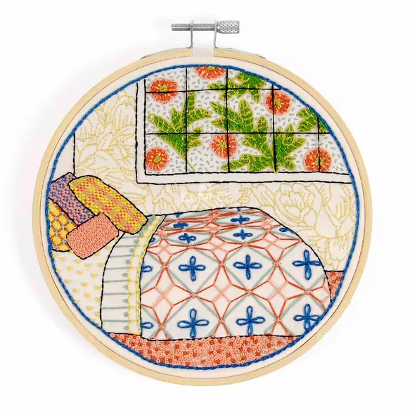 Homey Bedroom Embroidery Kit by Karin Fast for DMC - 14.5cm