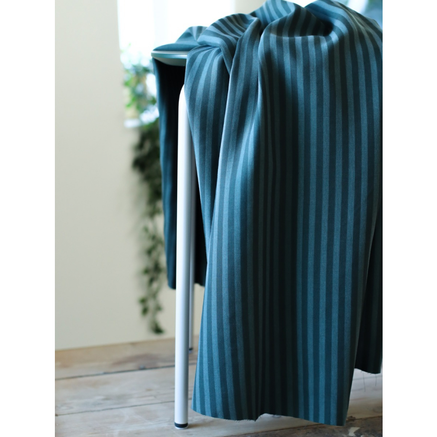 Tencel Woven Fabric in Two Tone Deep Green Stripe by meetMilk