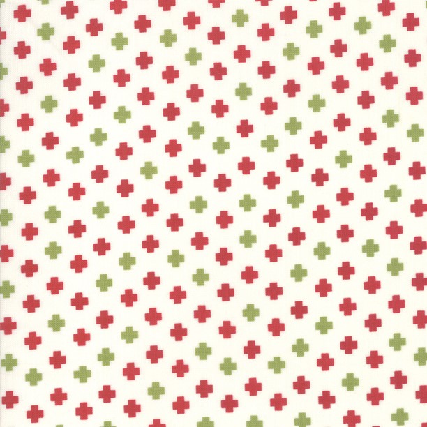 Christmas Fabric with Red and Green Plus Signs - The Christmas Card Collection by Sweetwater Designs for Moda Fabrics 57724