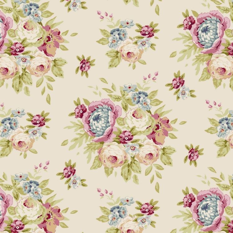 Quilting Fabric - Floral on Neutral from Garden Flowers  by Tilda for Tilda 481085