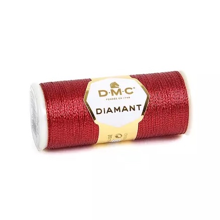 DMC Diamant Metallic Embroidery Thread in Red Colour D321