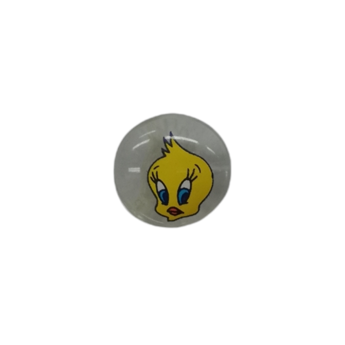 Buttons - 12mm Clear Plastic with Tweety Bird