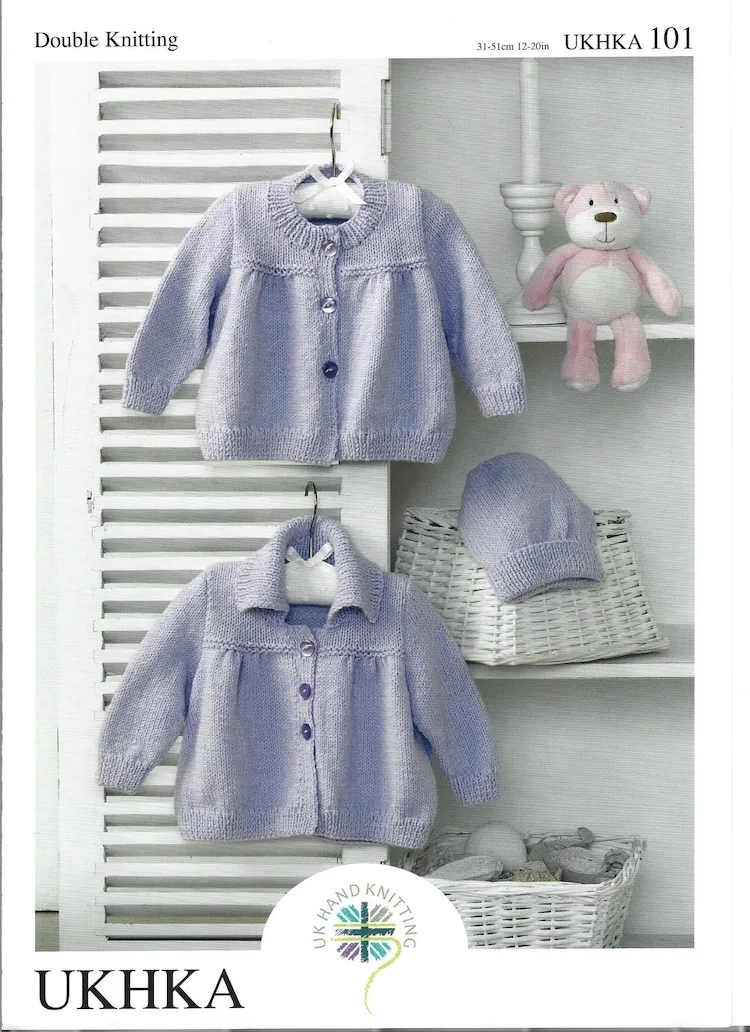 Knitting Pattern - DK Baby Jackets and Hat by UKHKA 101