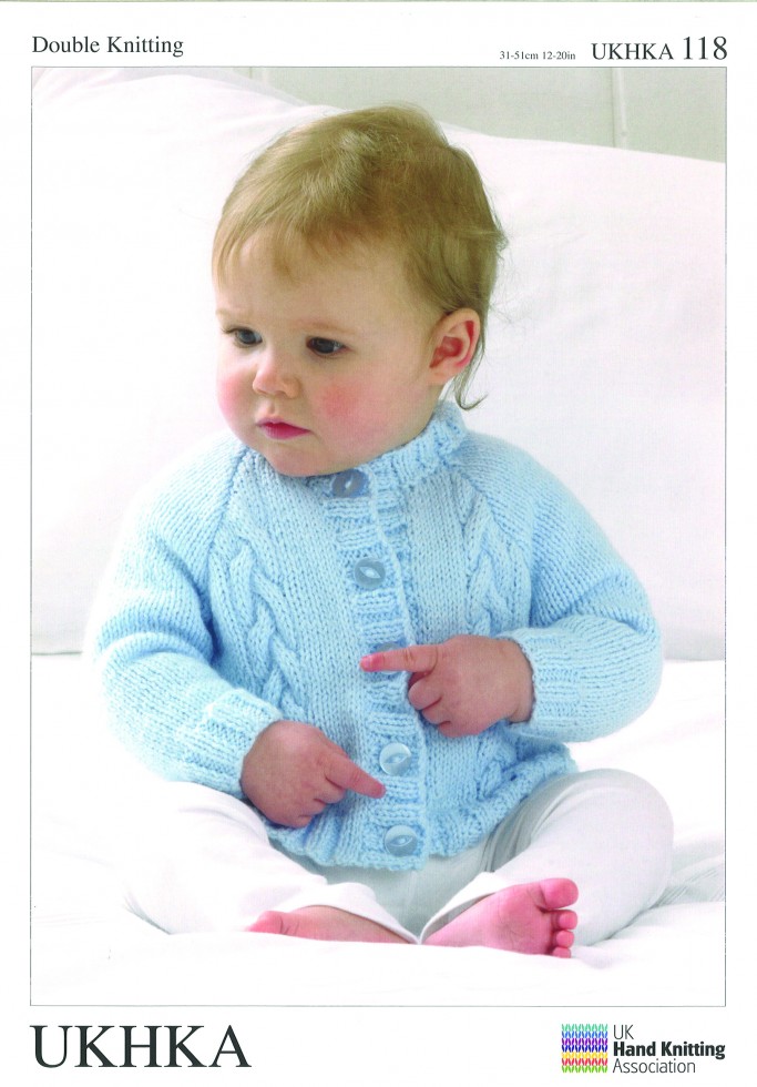 UKHKA 118 - DK Cardigan Hat & Booties - Baby Knitting Pattern - Quilt ...