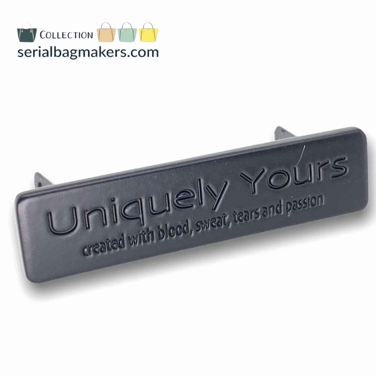 Bagmaking - 40mm Uniquely Yours Label in Electro Black by Serial Bagmakers