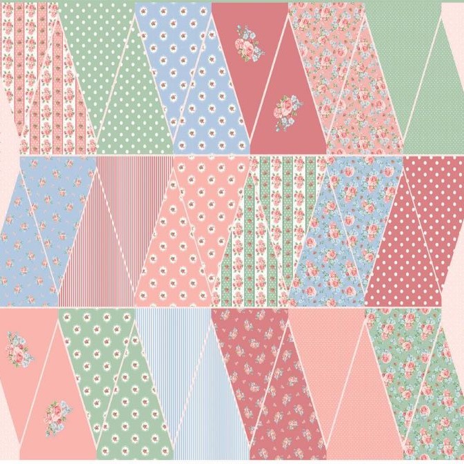 Quilting Fabric Panel - Flower Garland Bunting by Poppy