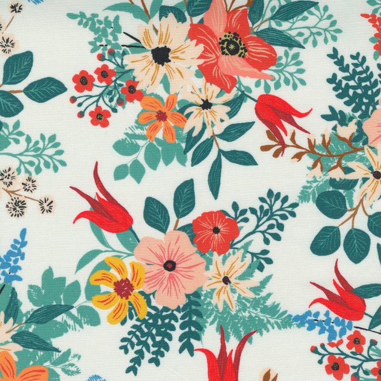 Quilting Fabric - Vintage Floral from Lady Bird by Crystal Manning for Moda 11870 11 Porcelain