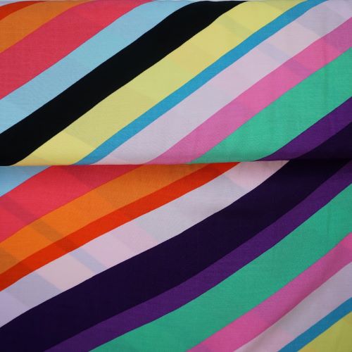Deadstock - Ex Designer - Viscose Fabric with Bias Bright Sripes