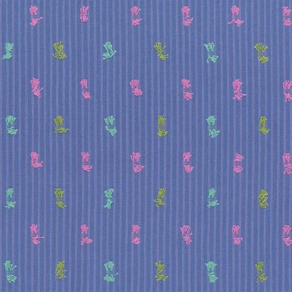 Woven Cotton Fabric - Colourful Ties on Blue Stripe by Anna Maria Parry
