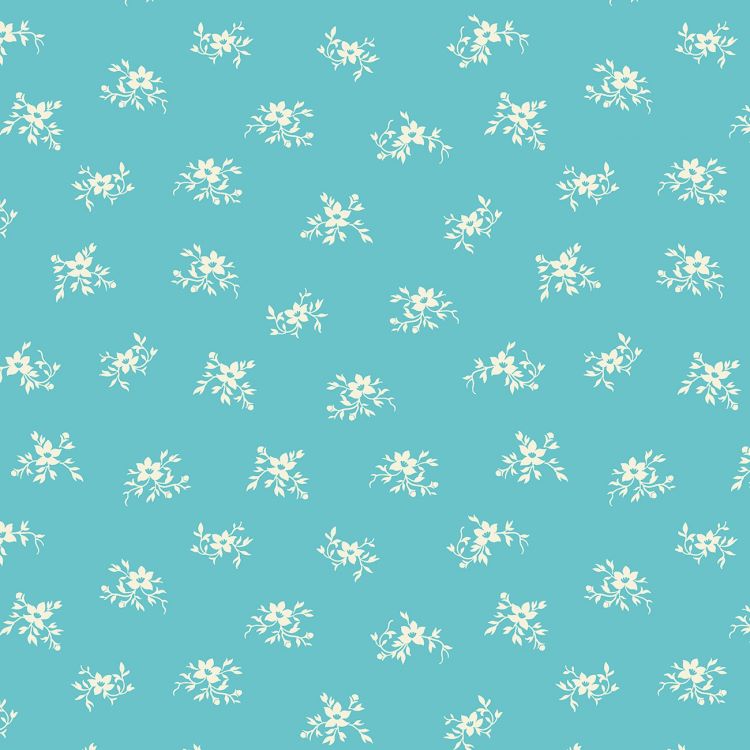 Quilt Backing Fabric 108" Wide - White Floral on Tuquoise Blue by Gerri Robinson for Riley Blake WB655R-Peacock