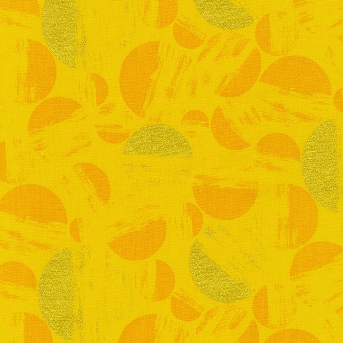 Quilting Fabric - Broken Circles on Yellow with Metallic Accents from Wishwell:Brushy by Vanessa Lillrose & Linda Fitch for Robert Kaufman 20971125