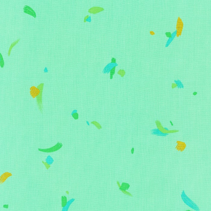 Quilting Fabric - Small Brush Strokes on Aqua Green with Metallic Accents from Wishwell:Brushy by Vanessa Lillrose & Linda Fitch for Robert Kaufman 20973425
