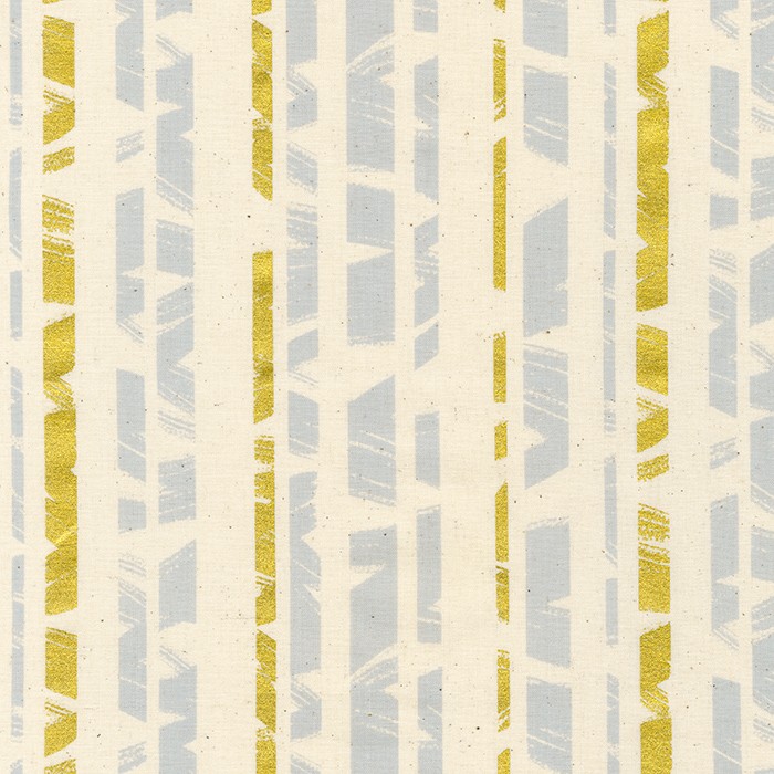 Quilting Fabric - Broken Stripes on Natural with Metallic Accents from Wishwell:Brushy by Vanessa Lillrose & Linda Fitch for Robert Kaufman 2097514