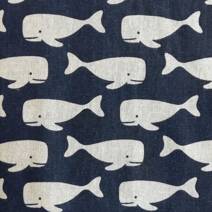 Canvas Fabric - Whales On Blue