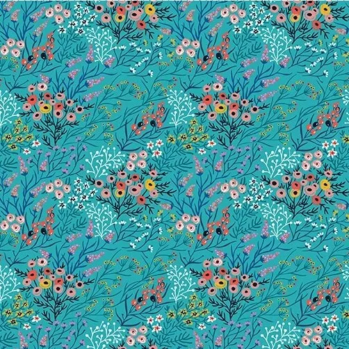 Quilting Fabric - Wildflower Branches on Blue from Whimsy by Jason Yenter for In The Beginning 15WMS-1