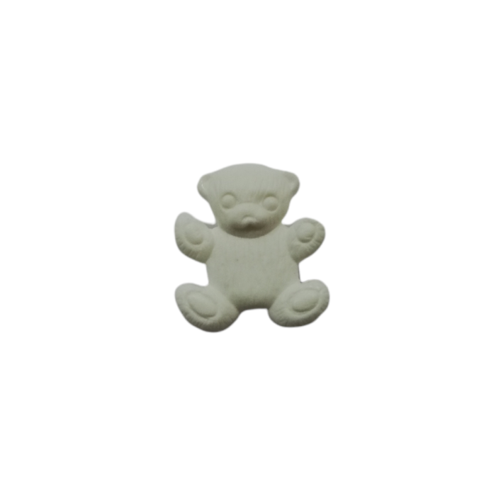 Buttons - 16mm Plastic Teddy in White