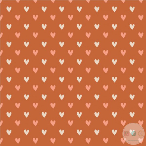 Quilting Fabric with Orange and White Hearts on Orange from Wilderness by Camelot Design Studio for Camelot Fabrics 2144004
