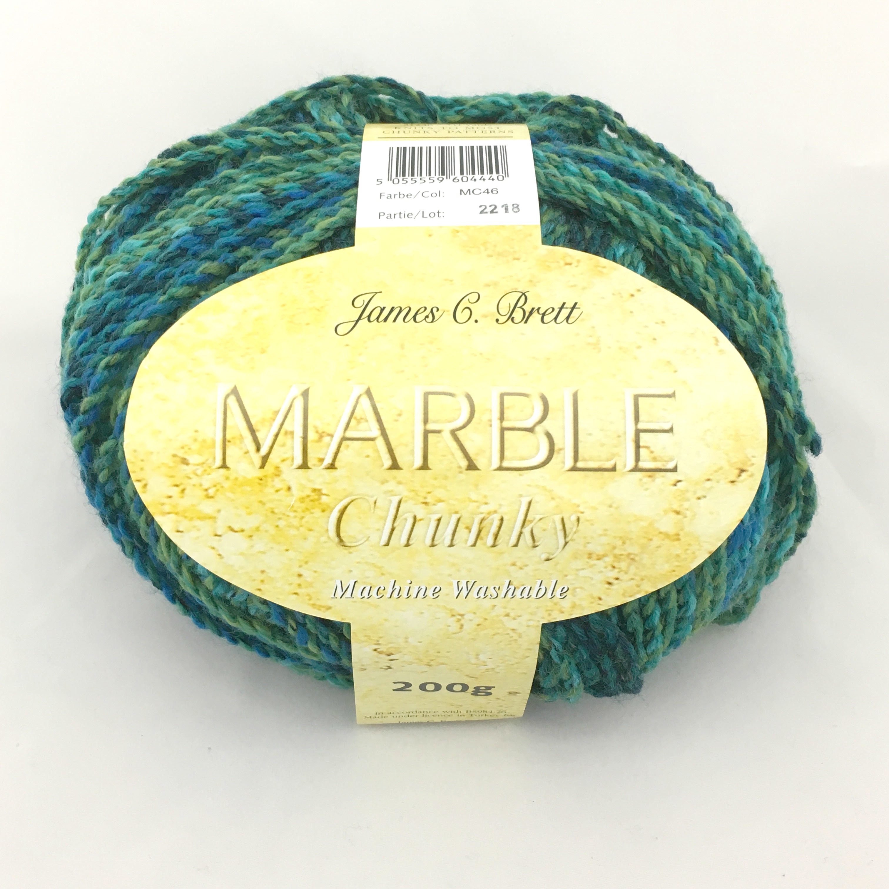 Yarn - Marble Chunky in Blue Green Mix by James C Brett in Colour MC46