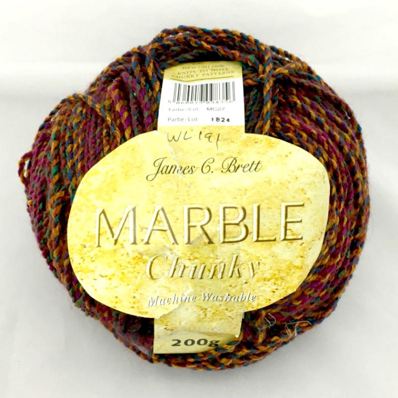 Yarn - Marble Chunky in Purple Gold Mix by James C Brett in Colour MC27