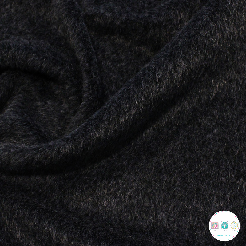 Dark Grey - Mohair Wool Blend Coat Fabric in Dark Grey