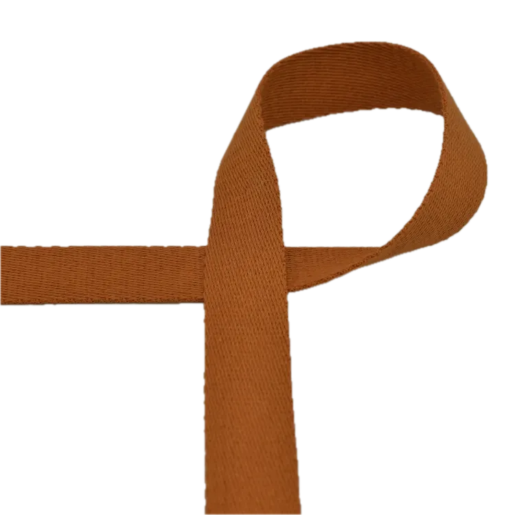 Bag Webbing - 25mm Soft Cotton Blend in Rust Orangey Brown