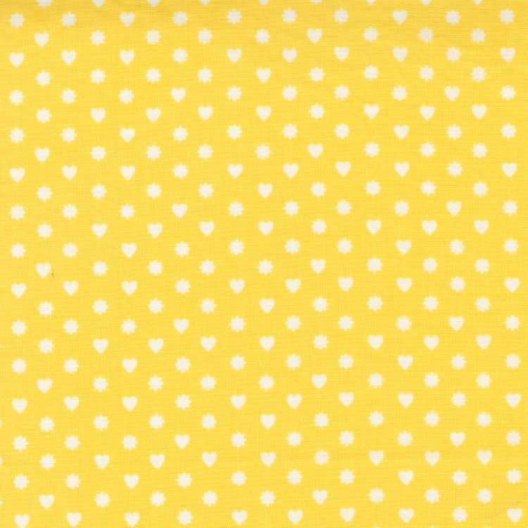Quilting Fabric - Heart and Flower Dot on Yellow from Love Lily by April Rosenthal for Moda 24115 15
