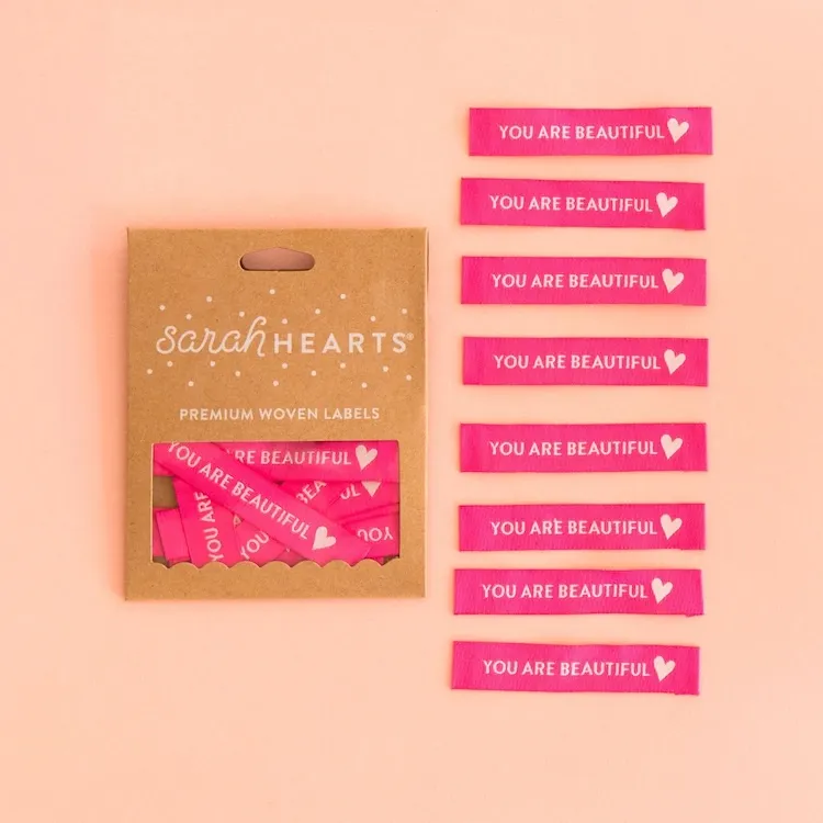 You Are Beautiful Woven Labels by Sarah Hearts